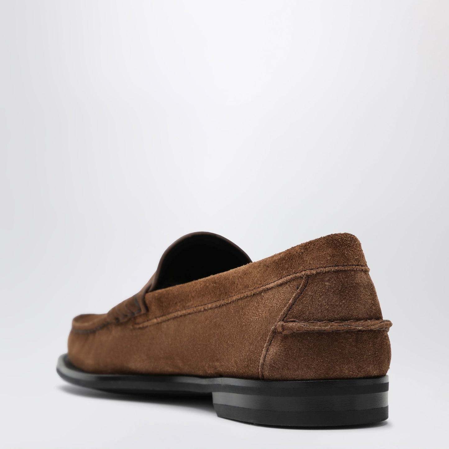Prada Cacao Aged-Effect Suede Loafers Men PRADA