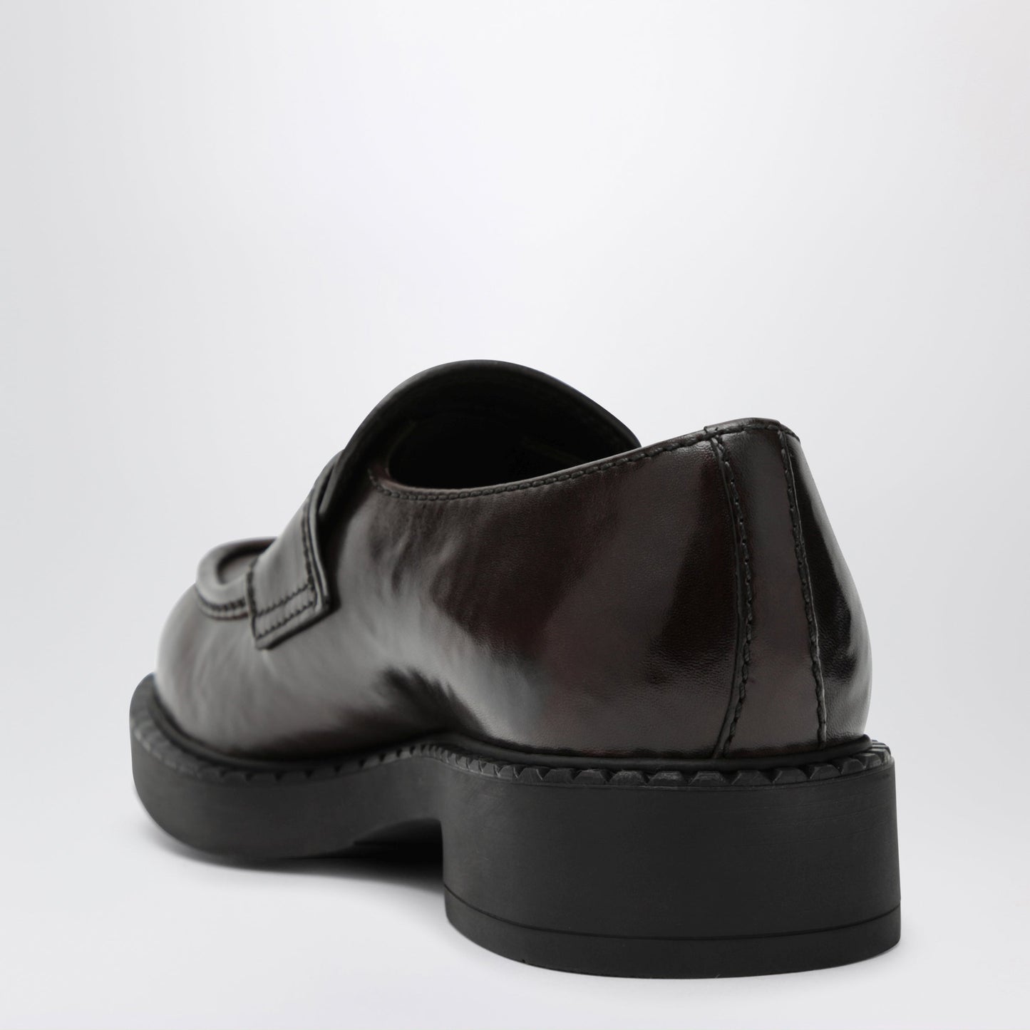 Prada Chocolate Leather Loafers In Brown Leather Men PRADA