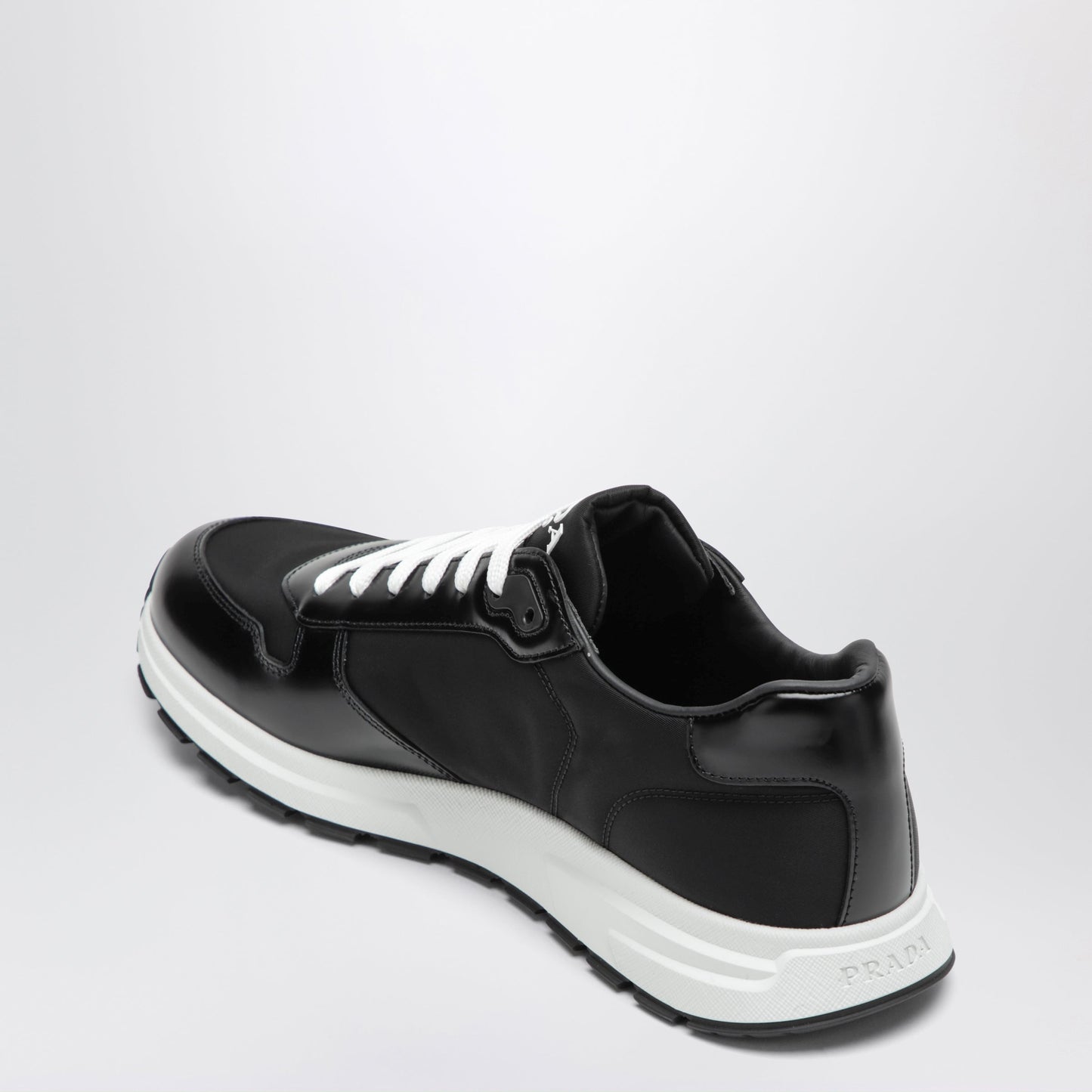 Prada Prax 01 Sneakers In Black Re-Nylon And Brushed Leather Men PRADA