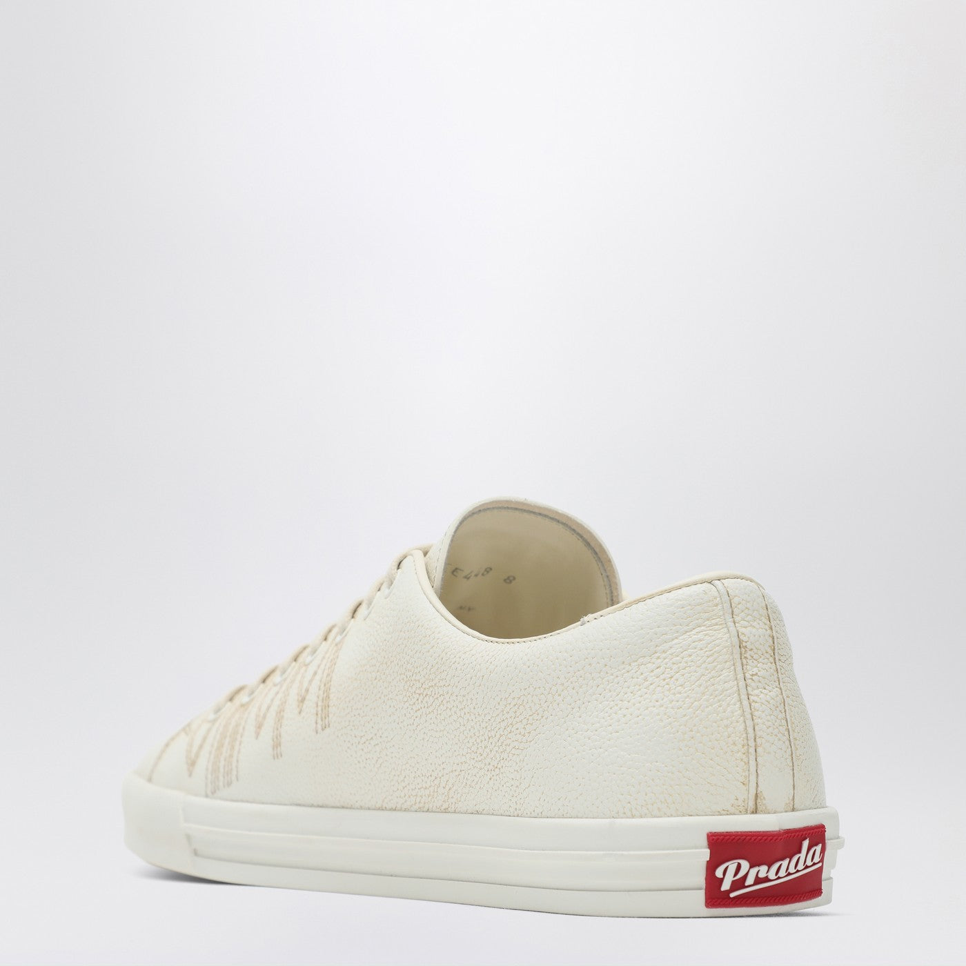 Prada Talc-Coloured Leather Sneakers Men PRADA
