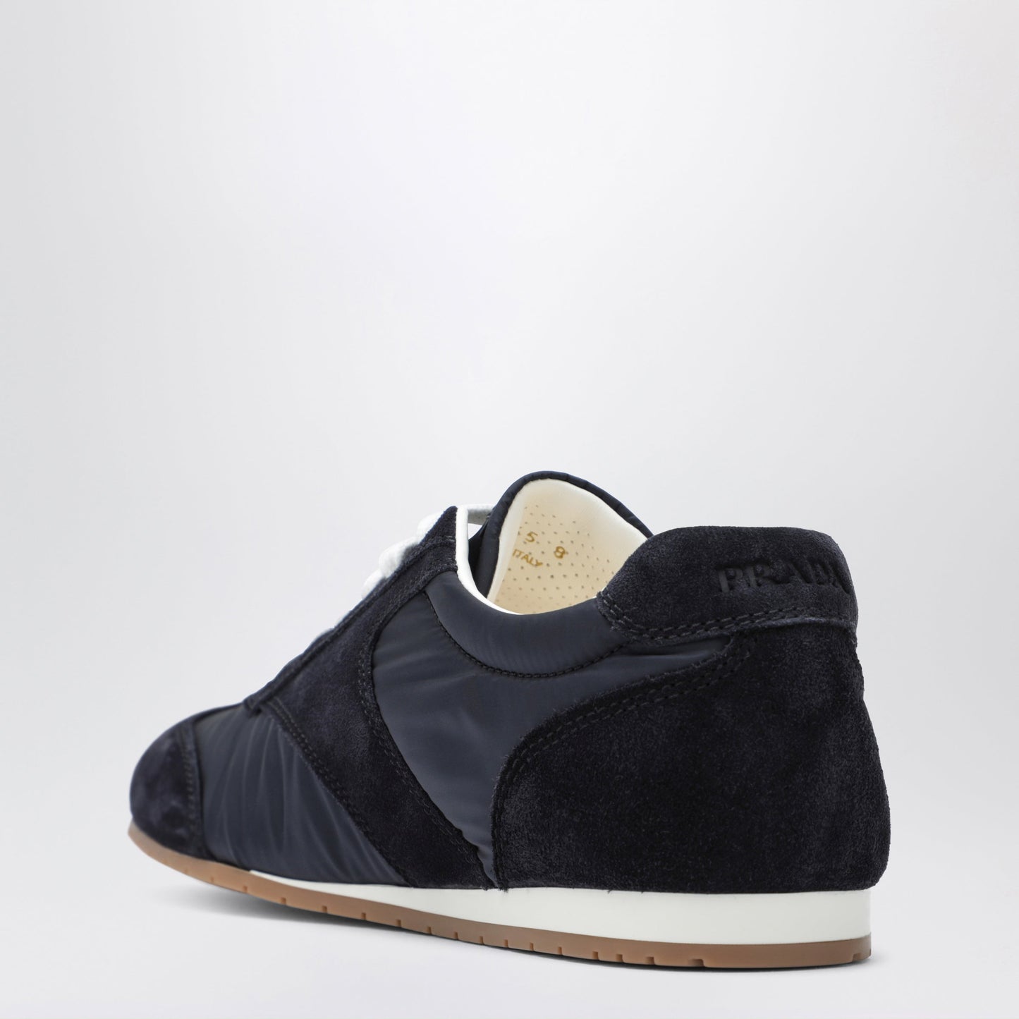 Prada Blue Fabric And Suede Sneakers Men PRADA