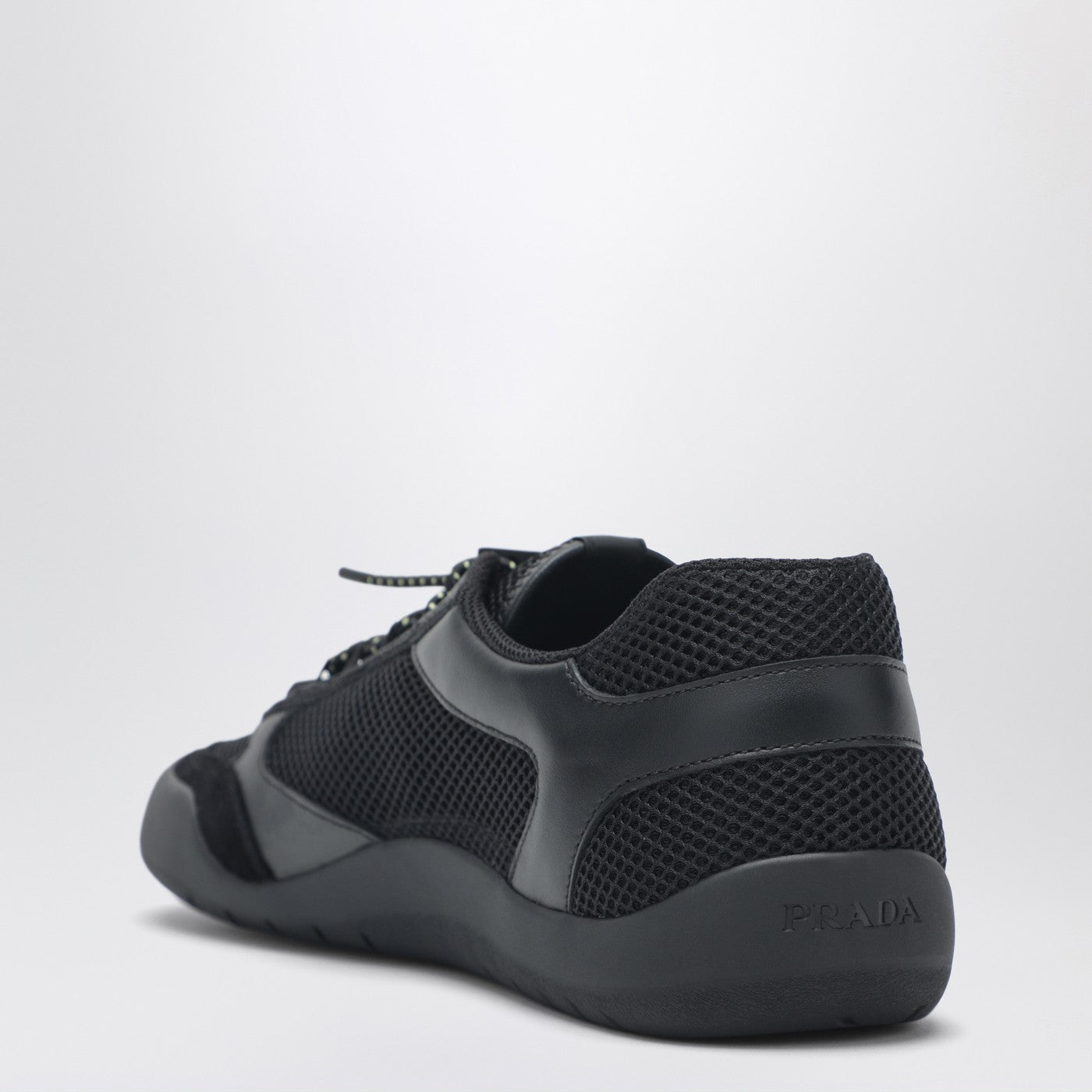 Prada Black Speedrock Sneakers In Leather And Mesh Men PRADA