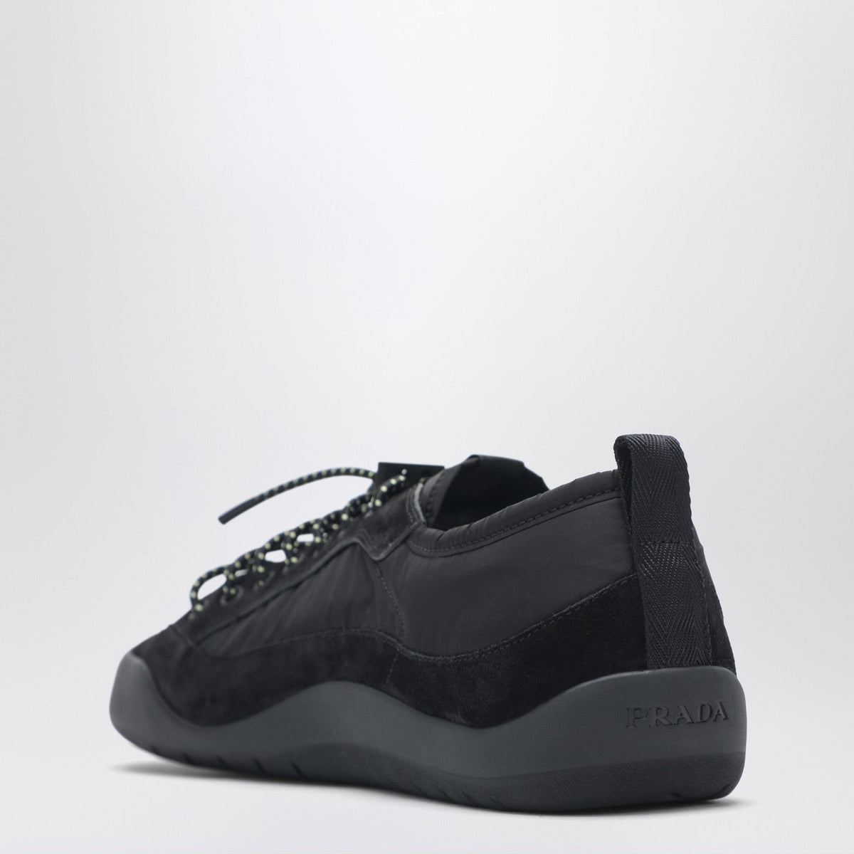 Prada Black Speedrock Sneakers In Re-Nylon And Suede Men