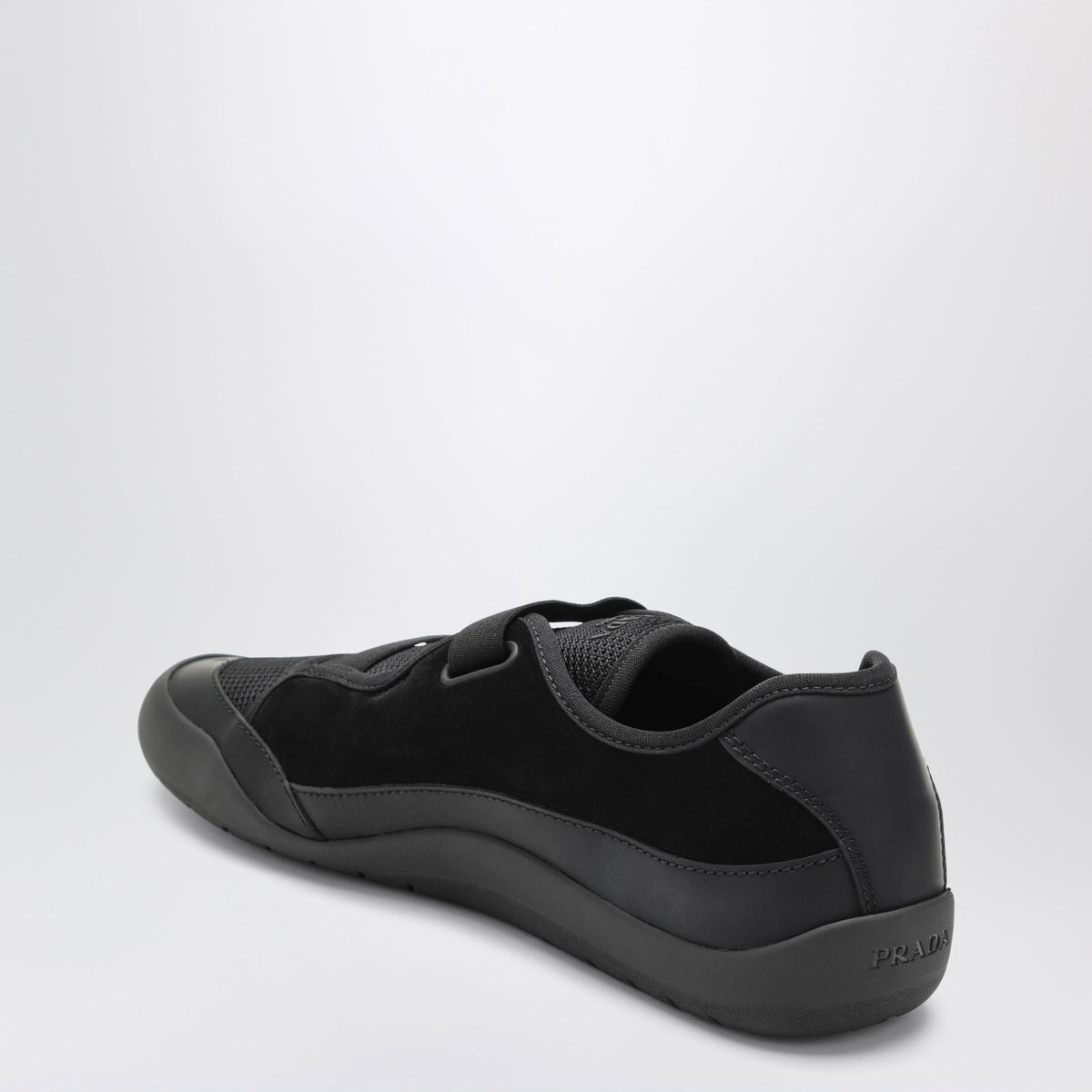 Prada Speedrock Black Leather And Mesh Sneakers Men PRADA