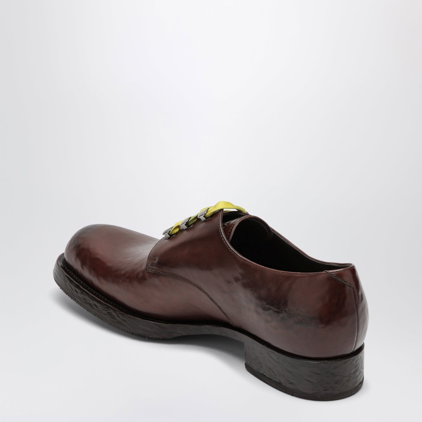 Prada Brown Lace-Up Shoes In Aged Leather Men PRADA