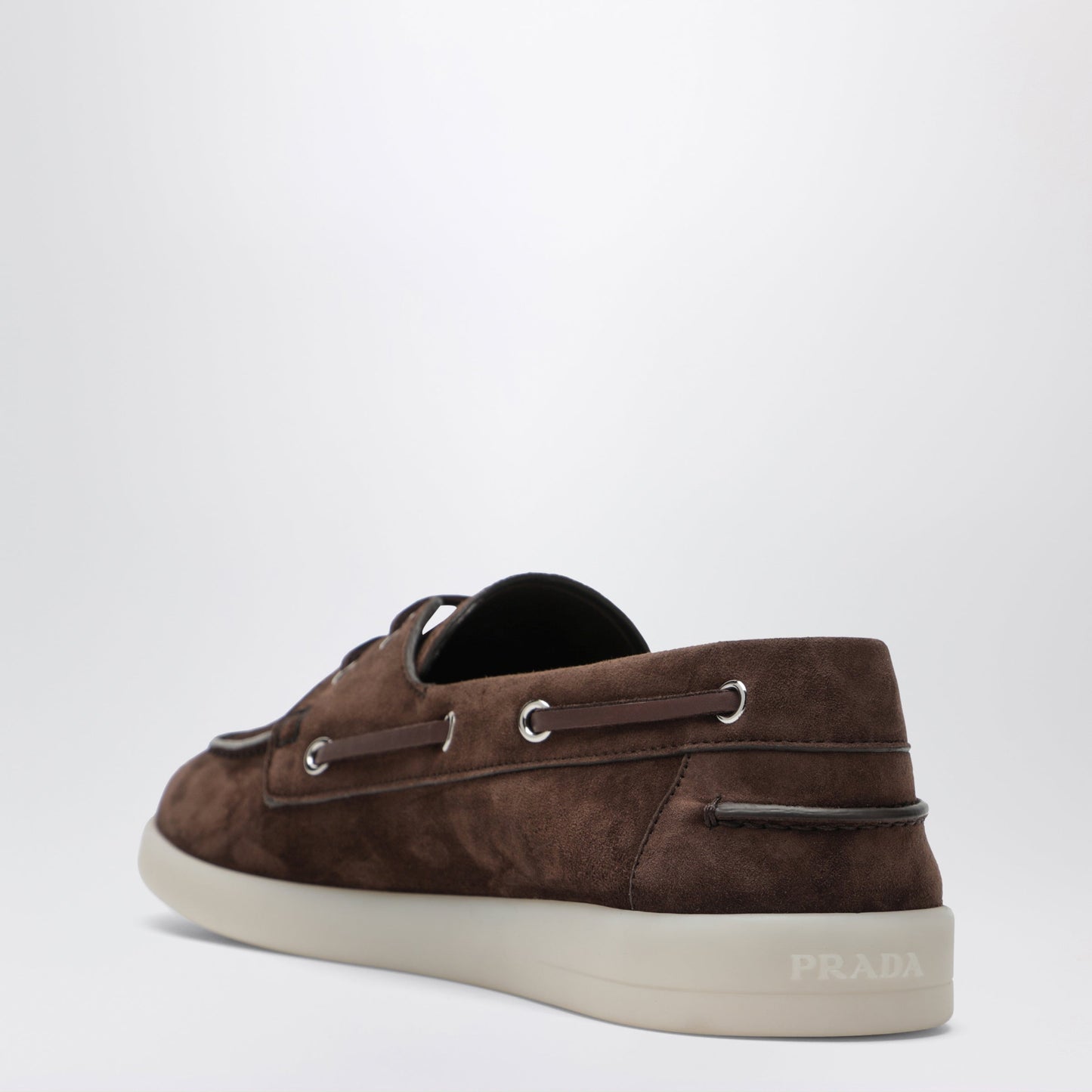 Prada Brown Suede Boat Shoes Men PRADA
