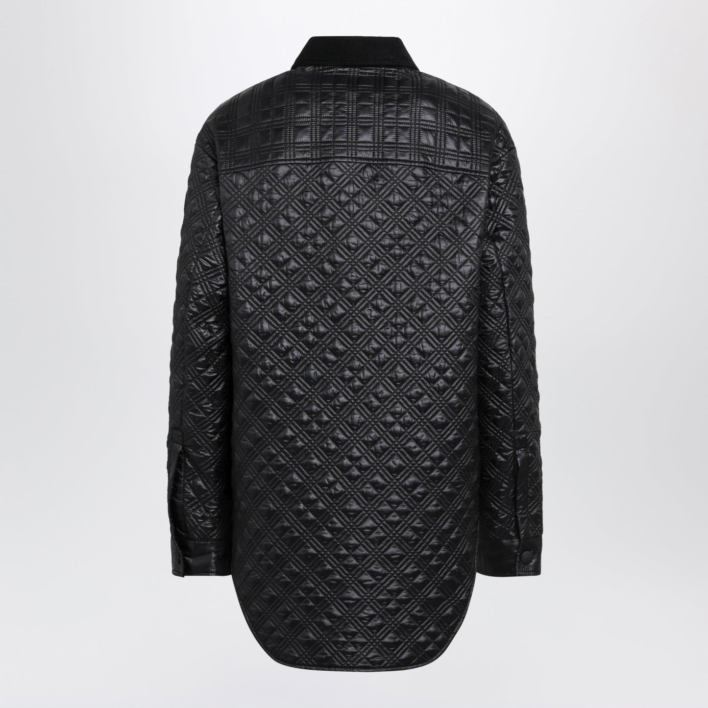 Moncler Black Padded Overshirt With Corduroy Collar Women MONCLER