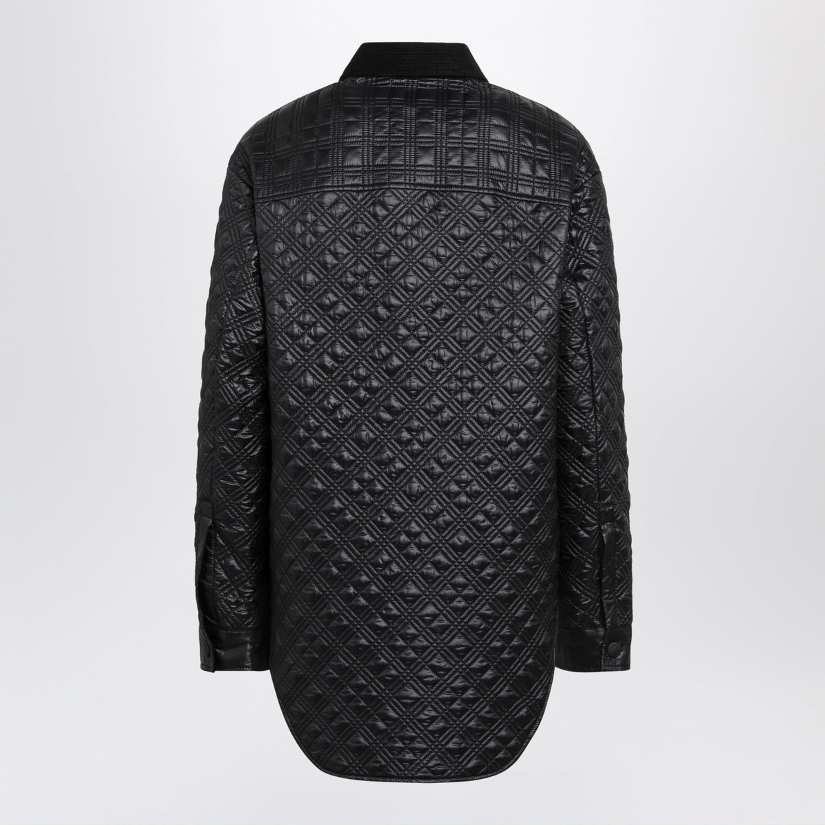 Moncler Black Padded Overshirt With Corduroy Collar Women MONCLER