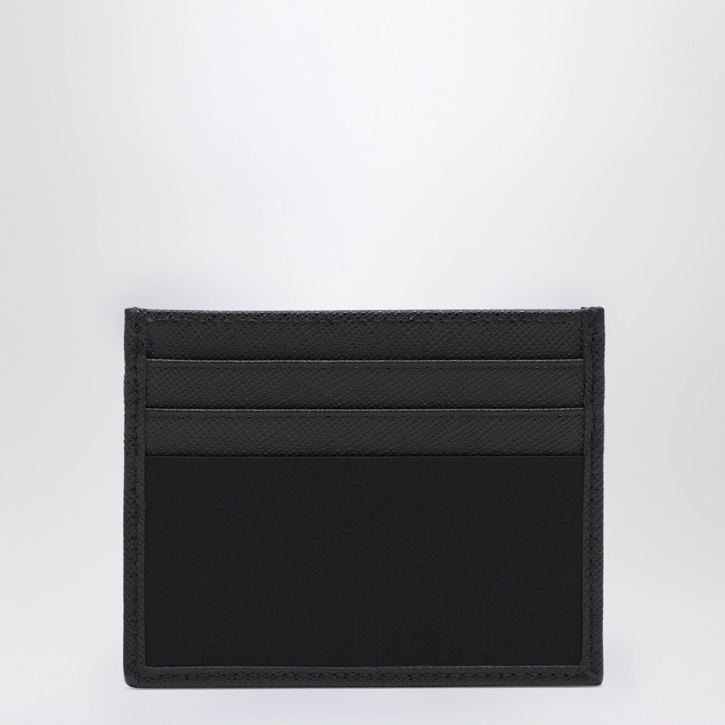 Prada Black Saffiano Card Case With Logo Triangle Men PRADA
