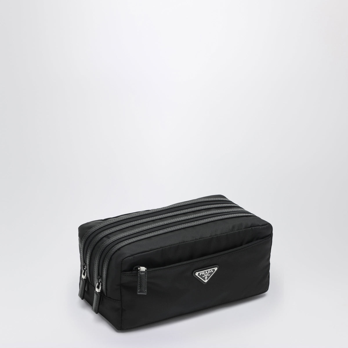 Prada Black Re-Nylon And Saffiano Leather Travel Pouch Men PRADA