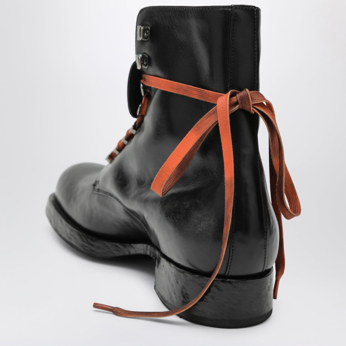 Prada Black Lace-Up Ankle Boots In Leather Men PRADA