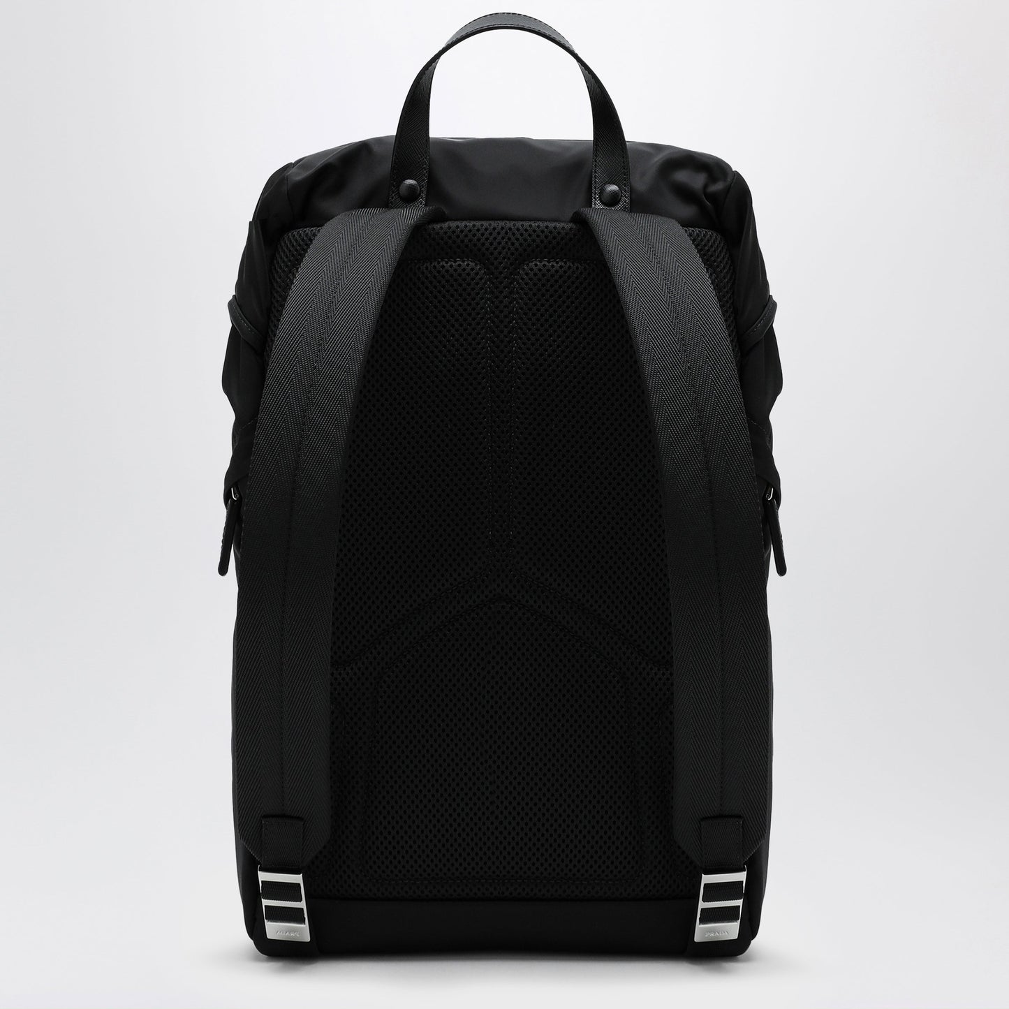 Prada Black Re-Nylon Backpack With Snap Fastener Men PRADA