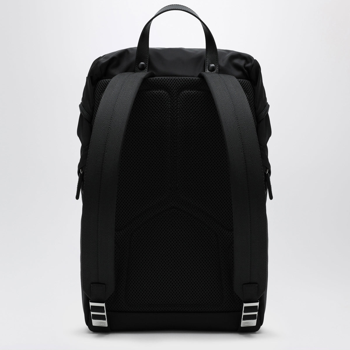 Prada Black Re-Nylon Backpack With Snap Fastener Men PRADA