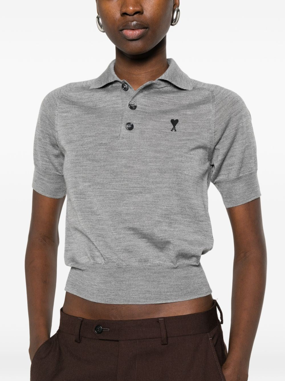 Ami Women Short-Sleeved Wool Polo Shirt AMI PARIS