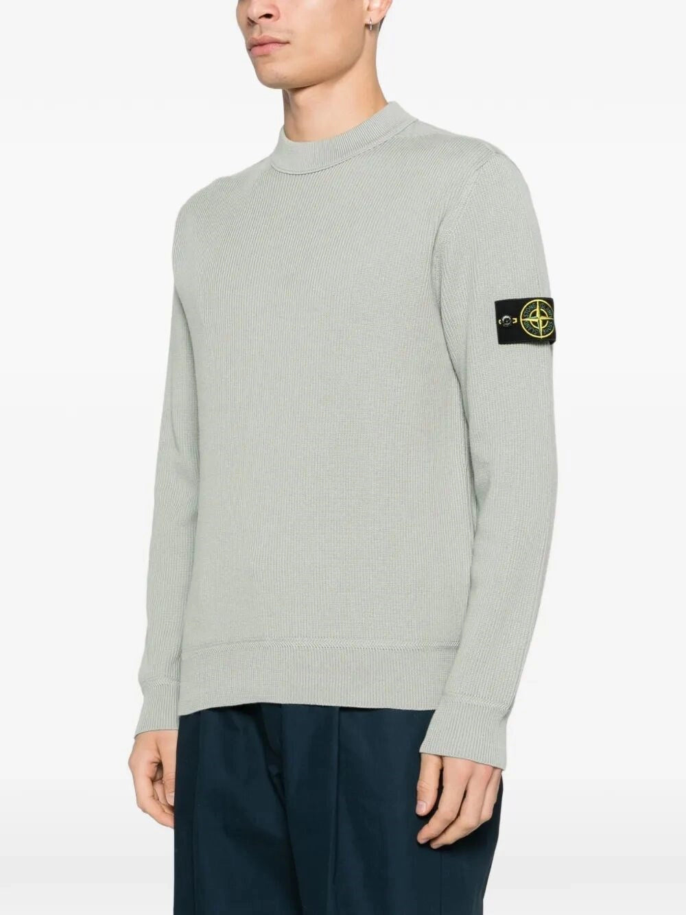 Stone Island Men Ribbed Soft Organic Cotton Crewneck STONE ISLAND