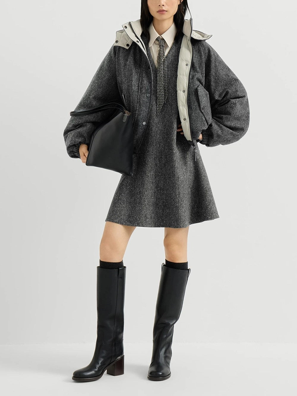 Brunello Cucinelli Women Virgin Wool Donegal Mini Dress BRUNELLO CUCINELLI