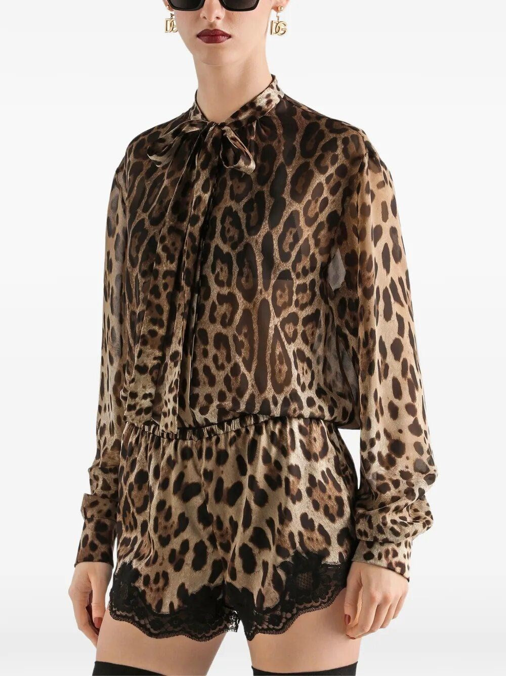 Dolce & Gabbana Women Leopard Print Chiffon Shirt DOLCE & GABBANA
