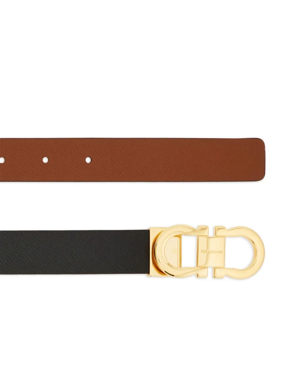 Ferragamo Women Gancini Hammered Leather Reversible Belt FERRAGAMO