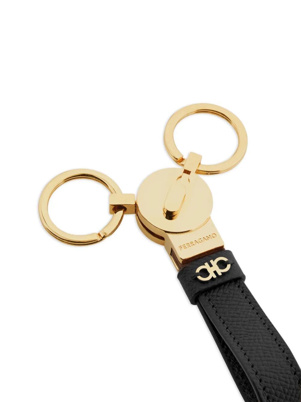 Ferragamo Men Micro Gancio Hammered Leather Key Holder FERRAGAMO