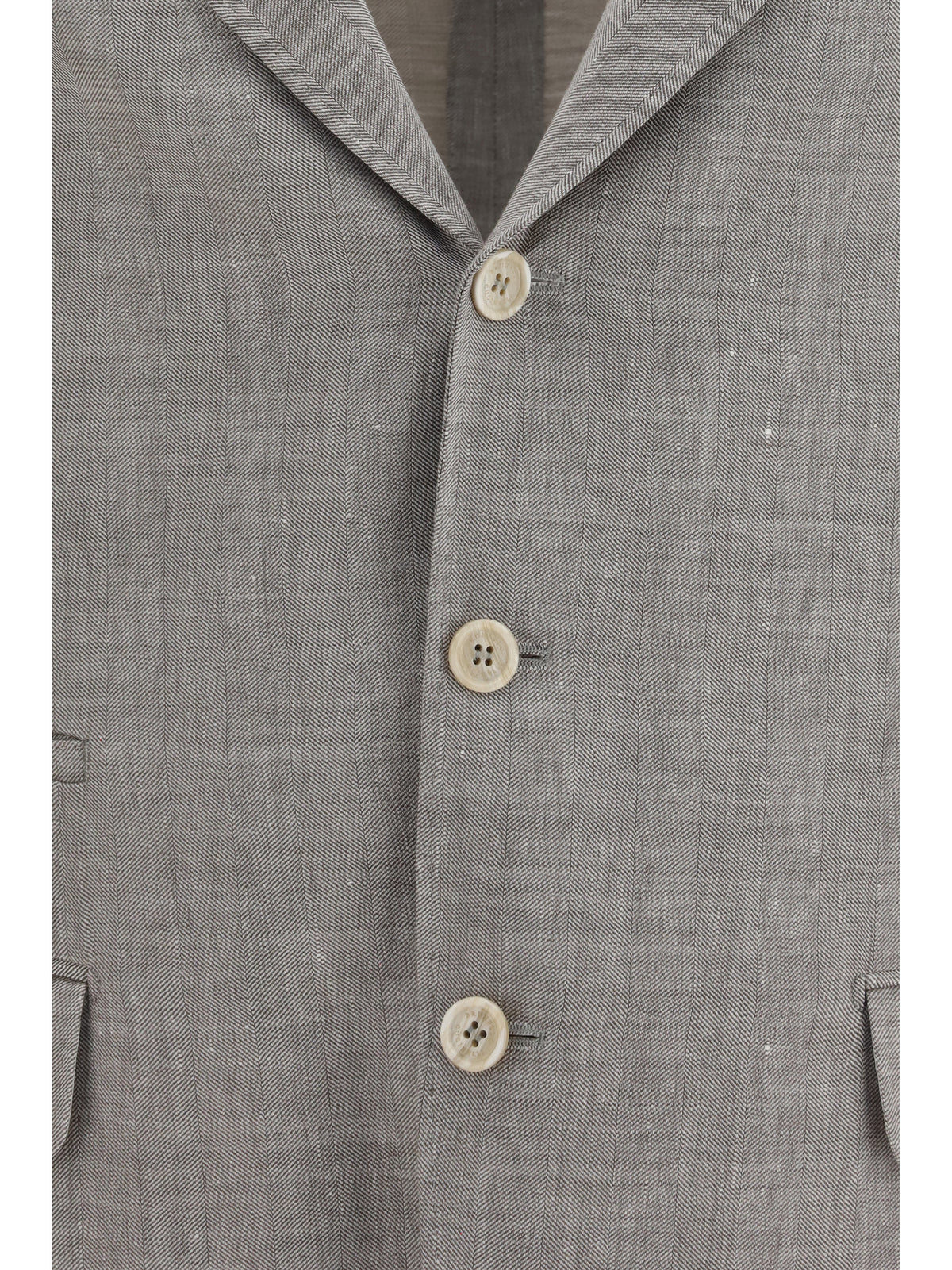 Brunello Cucinelli Men Deconstructed Linen And Wool Chevron Jacket