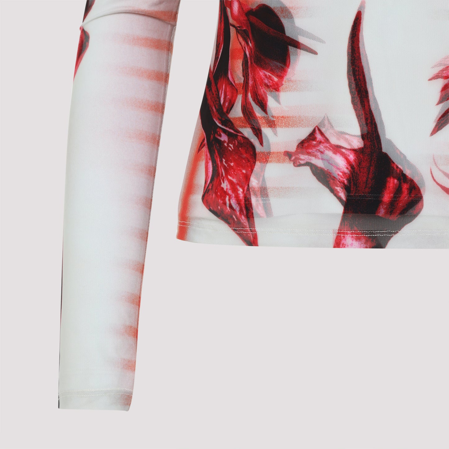 Jean Paul Gaultier Layered Long Sleeves Top Printed "Flower Body Morphing Mariniere" Women JEAN PAUL GAULTIER