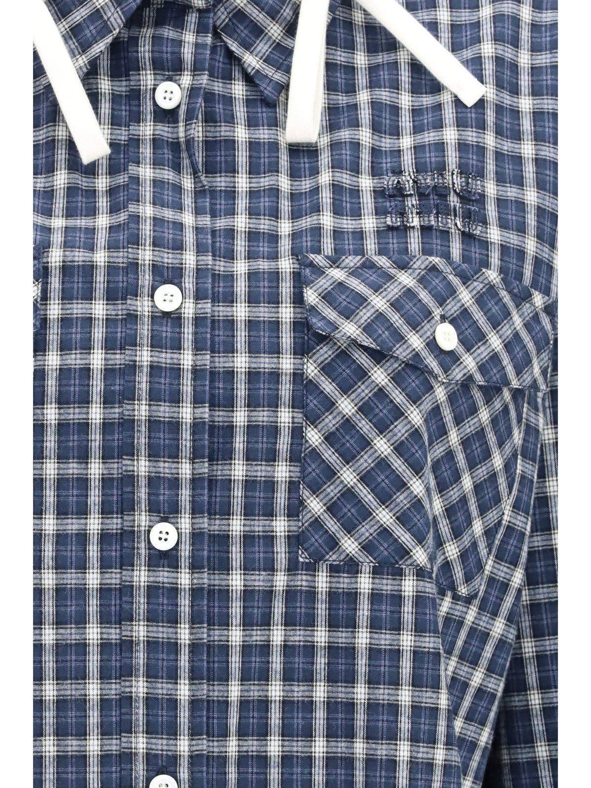 Miu Miu Women Checked Hooded Shirt MIU MIU