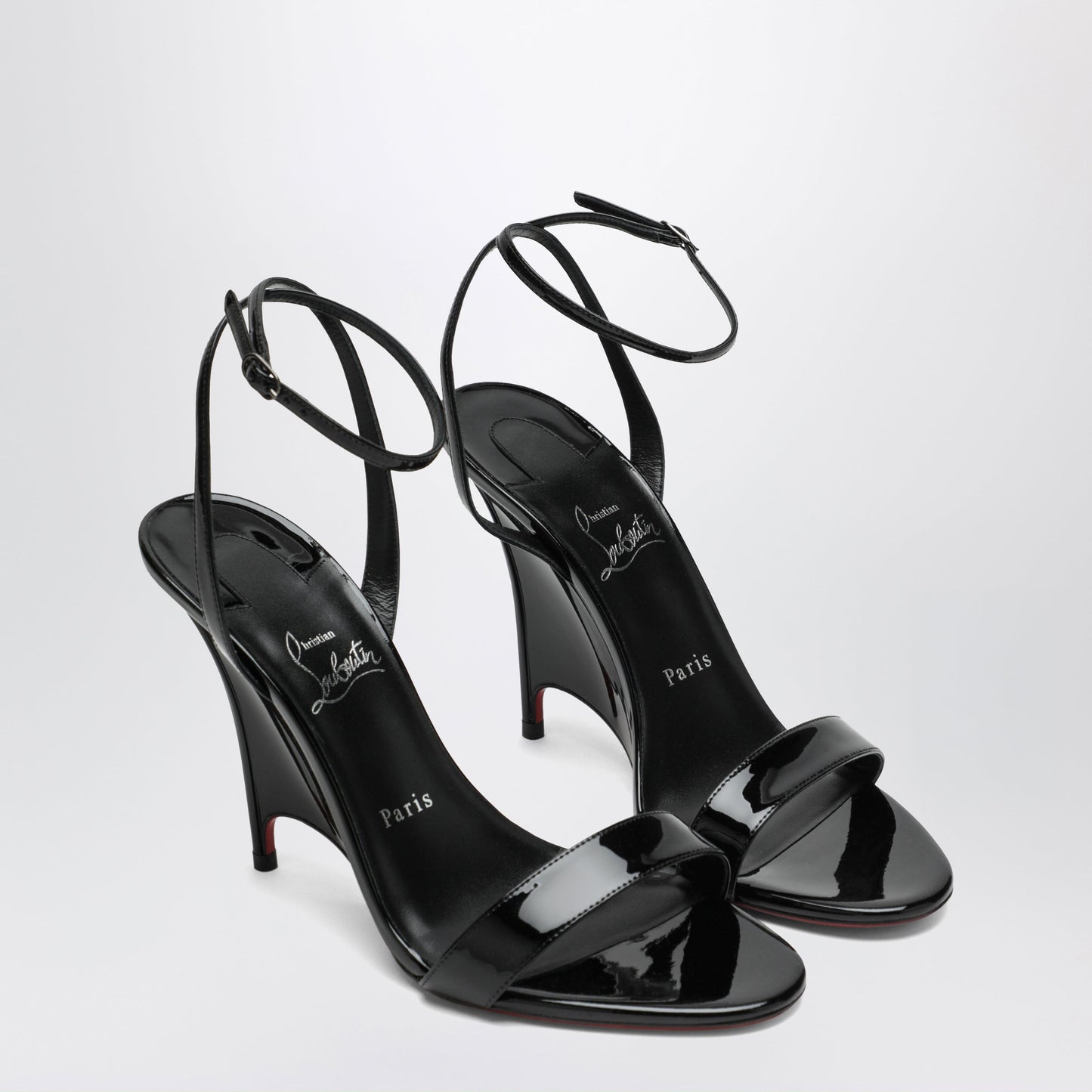 Christian Louboutin Miss Z Black Patent Leather Wedge Sandals Women CHRISTIAN LOUBOUTIN