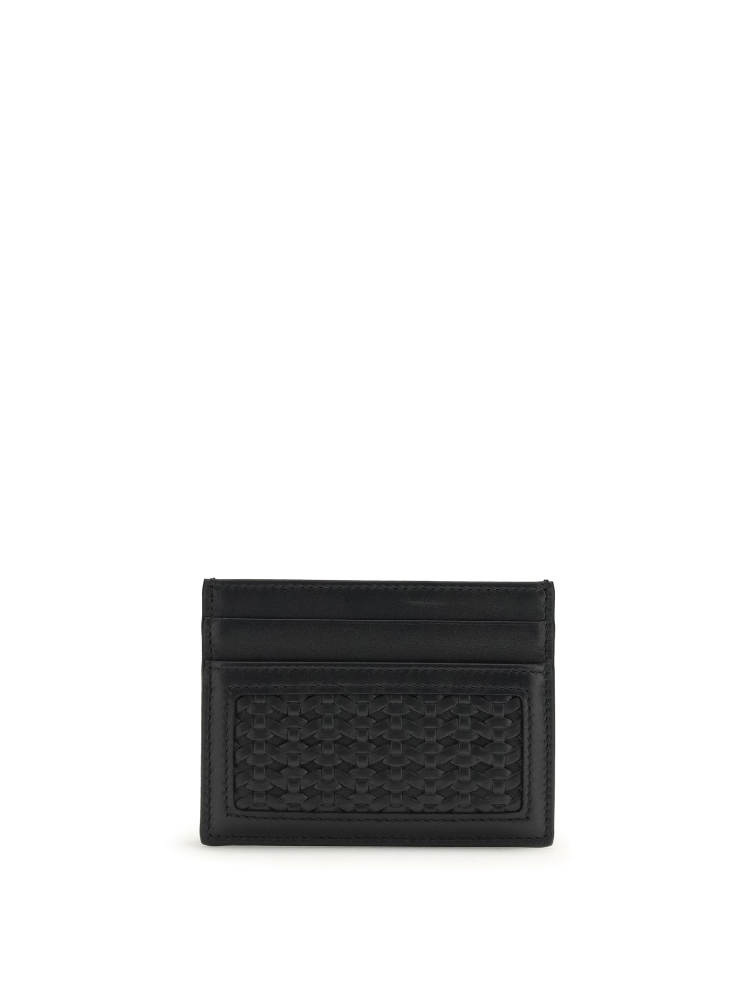 Dolce & Gabbana Men Calfskin Plongé Cardholder With Woven Detail DOLCE & GABBANA