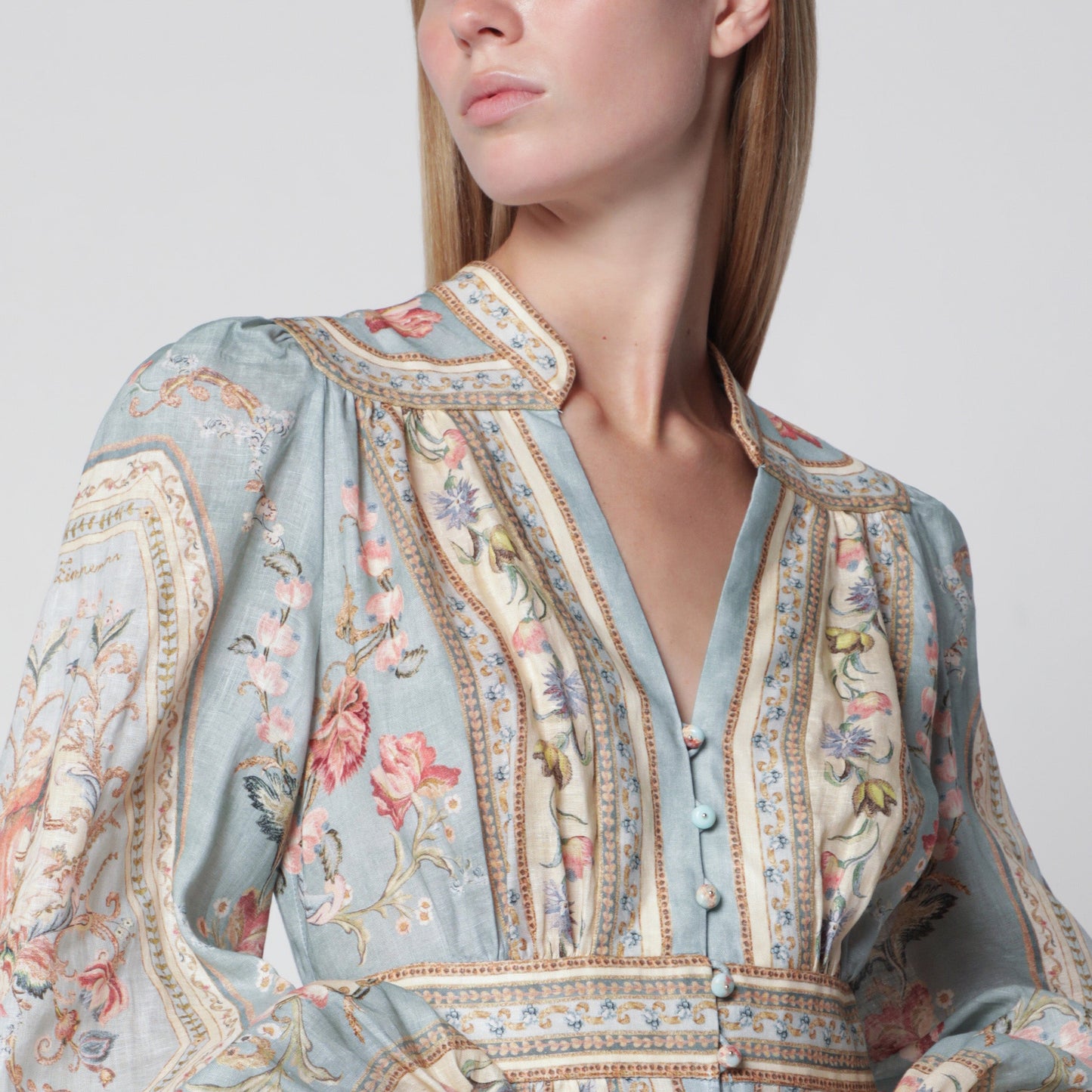 Zimmermann Roselight Midi Dress In Floral Linen Women ZIMMERMANN