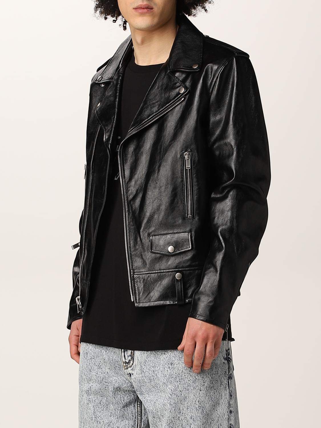 Saint Laurent Men Saint Laurent Men Saint Laurent Leather Biker Jacket SAINT LAURENT