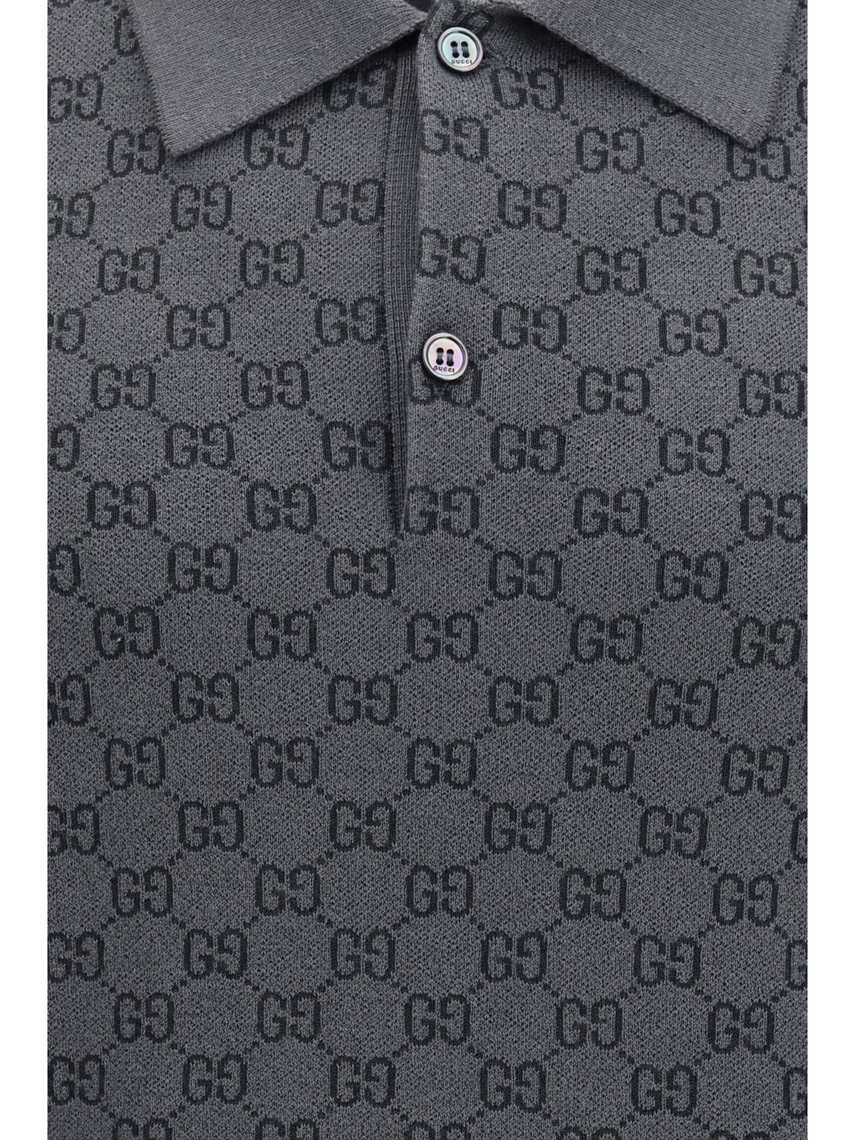 Gucci Men Gg Jacquard Wool And Silk Polo Shirt