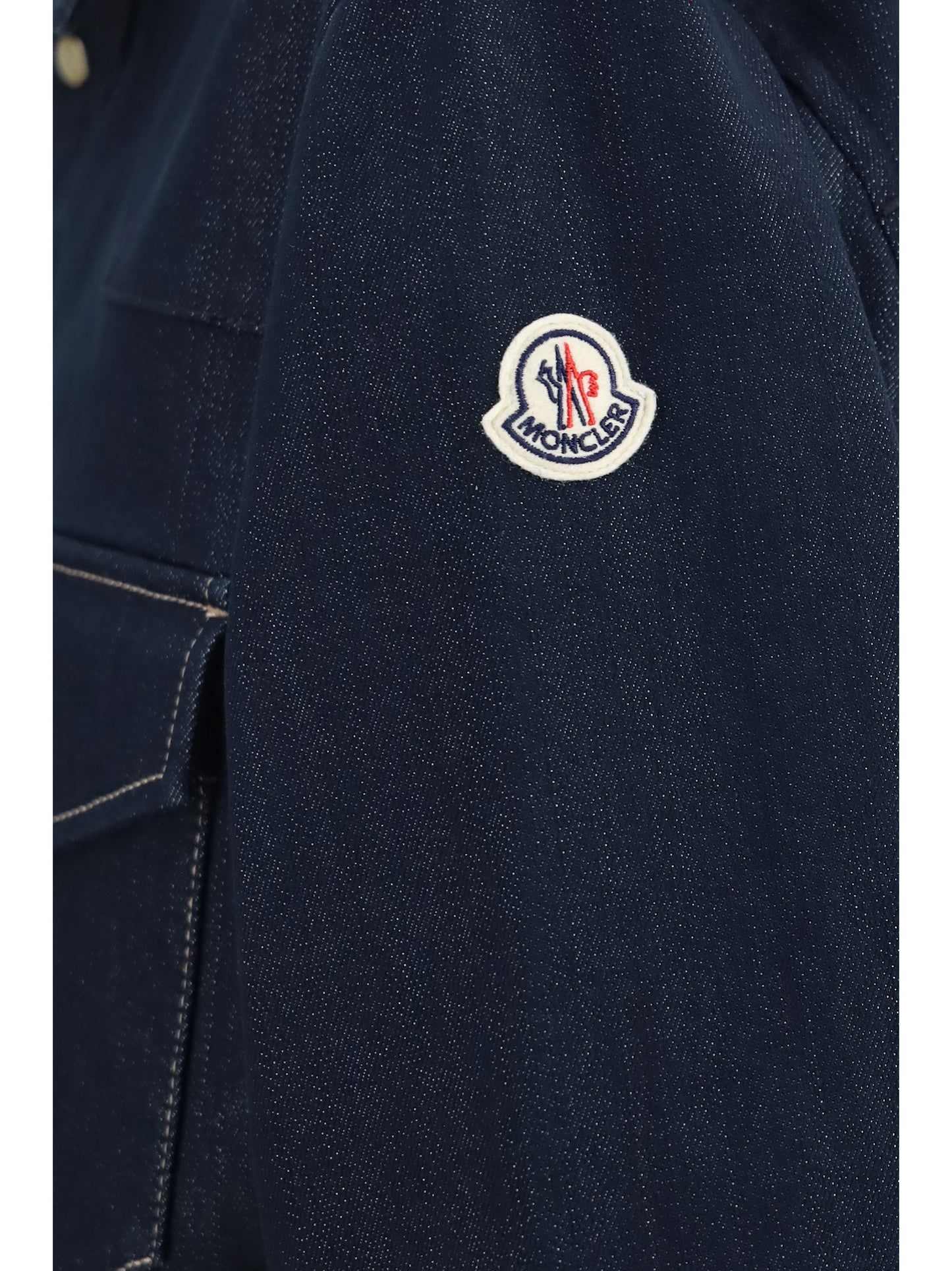Moncler Men Denim Jacket With Logo Patch MONCLER
