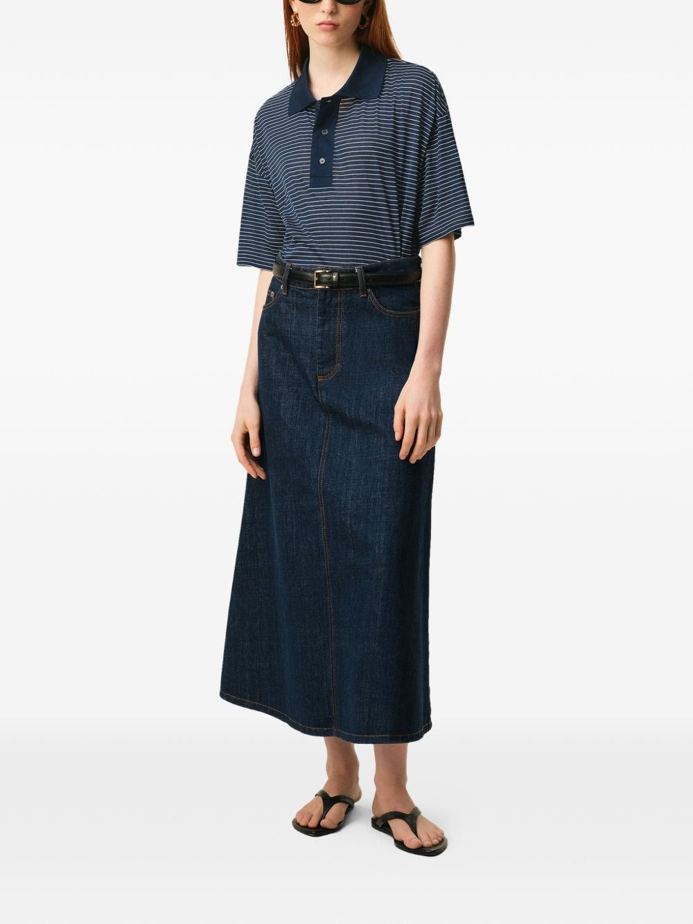 Ami Women Striped Boxy Fit Polo With Ami De Coeur Patch AMI PARIS