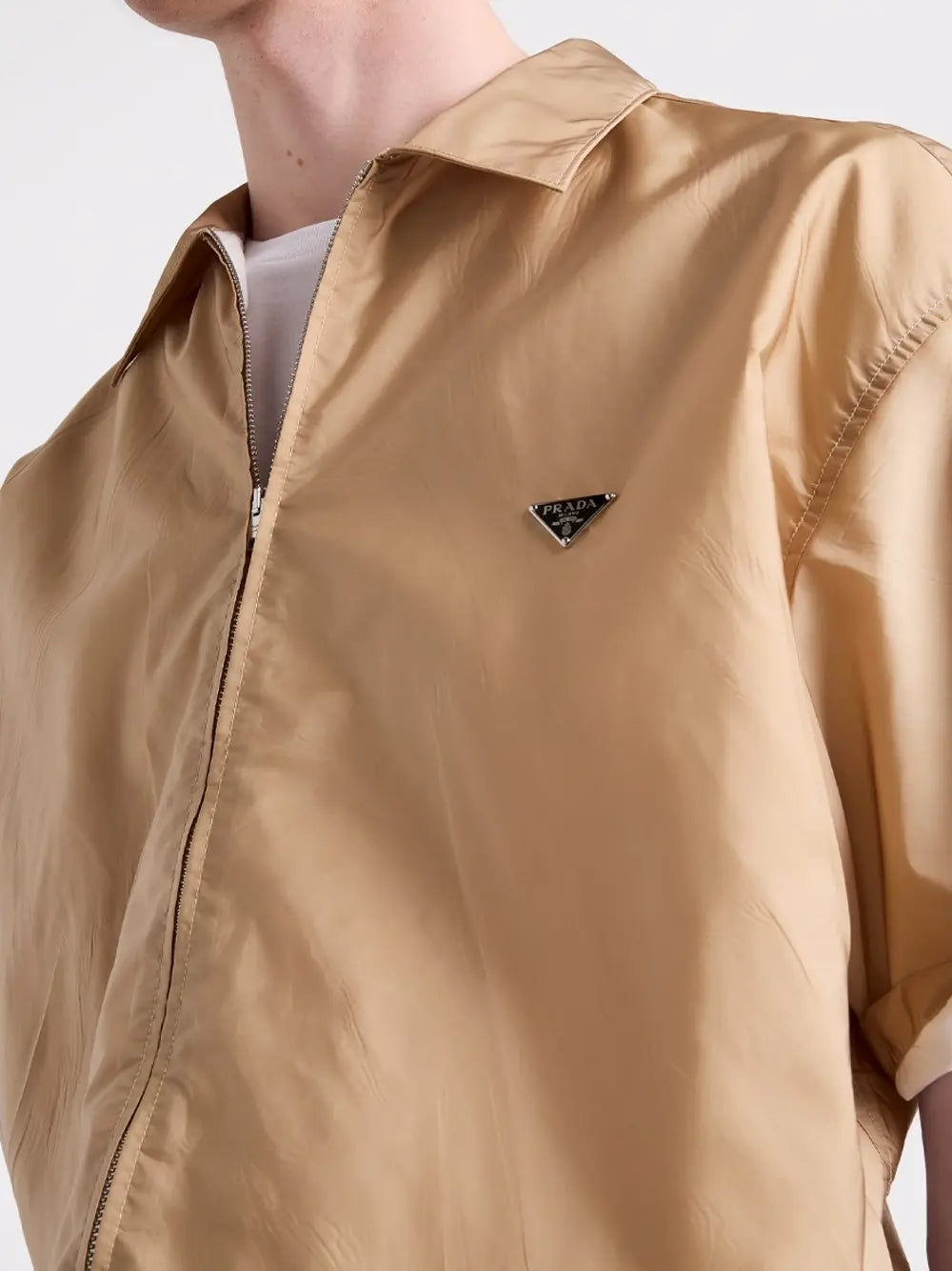 Prada Men Short-Sleeved Re-Nylon Zipper Shirt PRADA