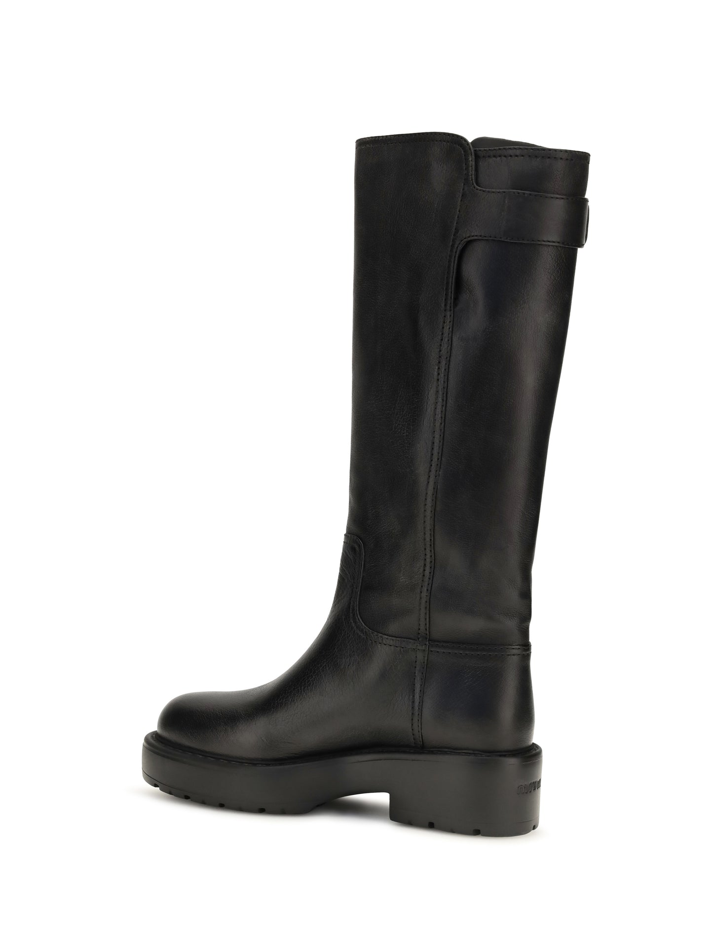 Miu Miu Women Leather Knee-High Boots With Buckle Detail MIU MIU