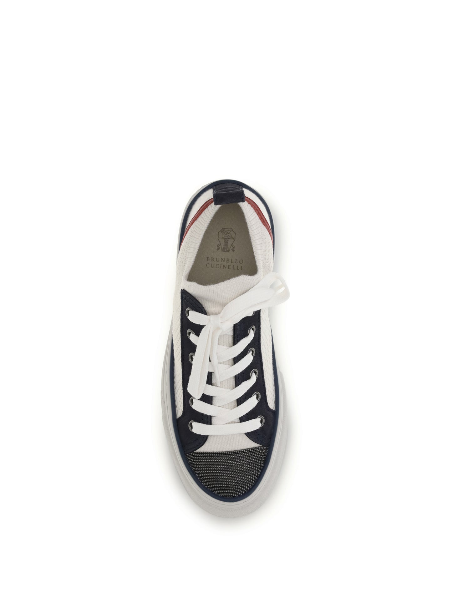 Brunello Cucinelli Women Cotton Knit And Suede Sneakers With Precious Toe BRUNELLO CUCINELLI