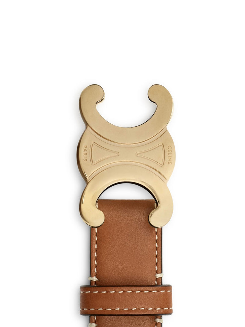 Celine Women Triomphe Belt In Natural Calf Leather Tan CELINE