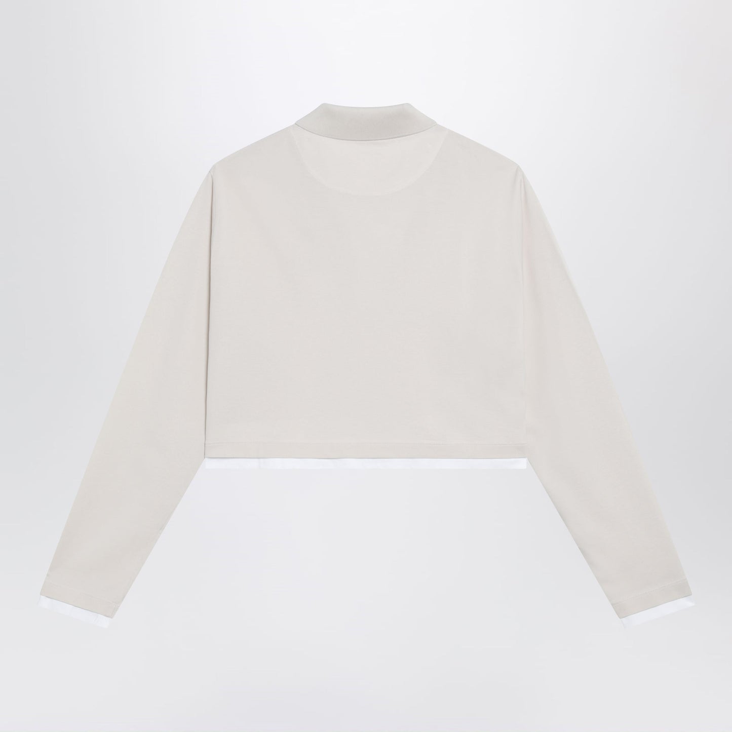 Prada Talc-Colored Cropped Polo In Pique And Jersey Women PRADA