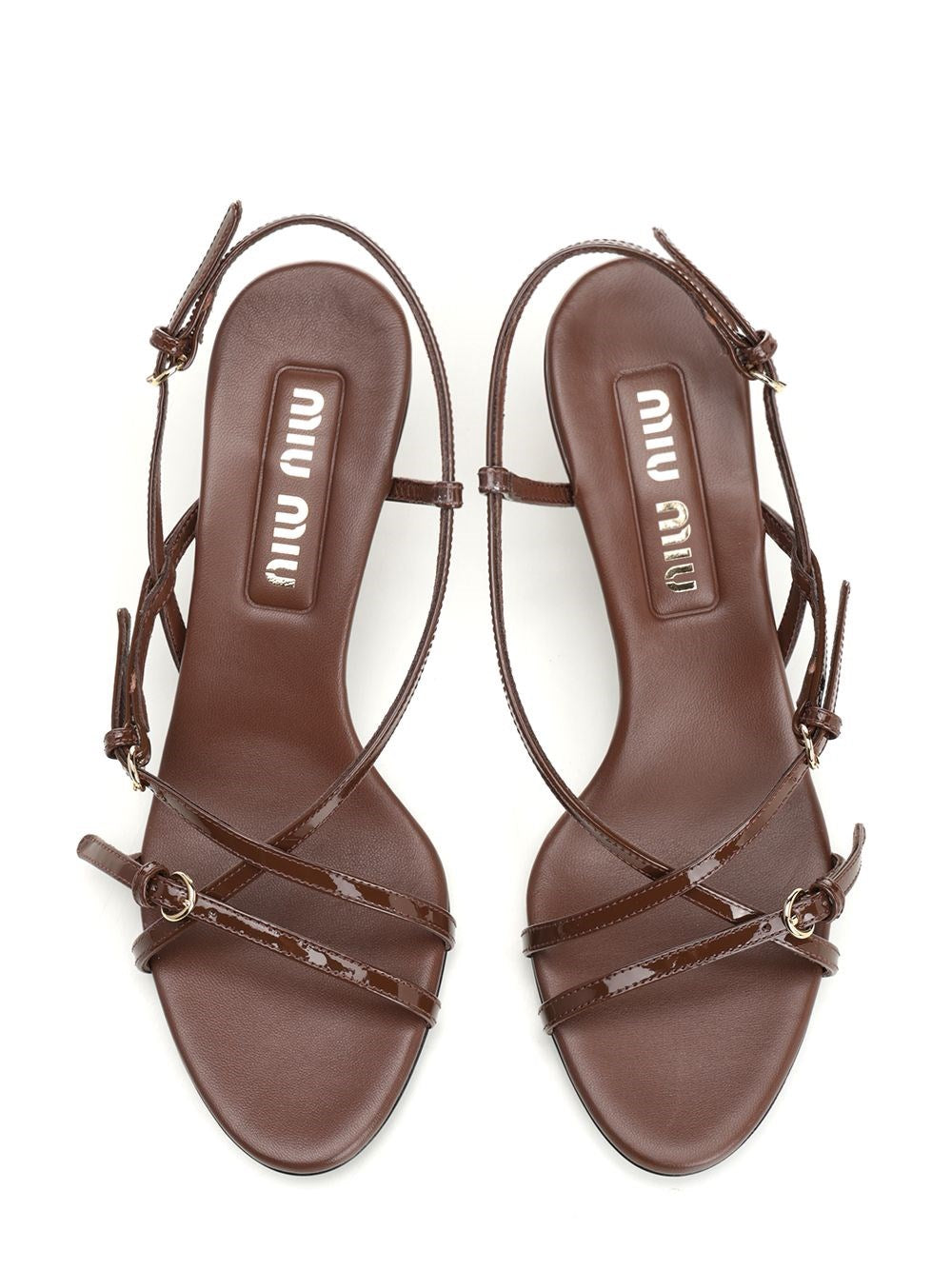 Miu Miu Women Patent Leather Sandals With Mini Buckles MIU MIU