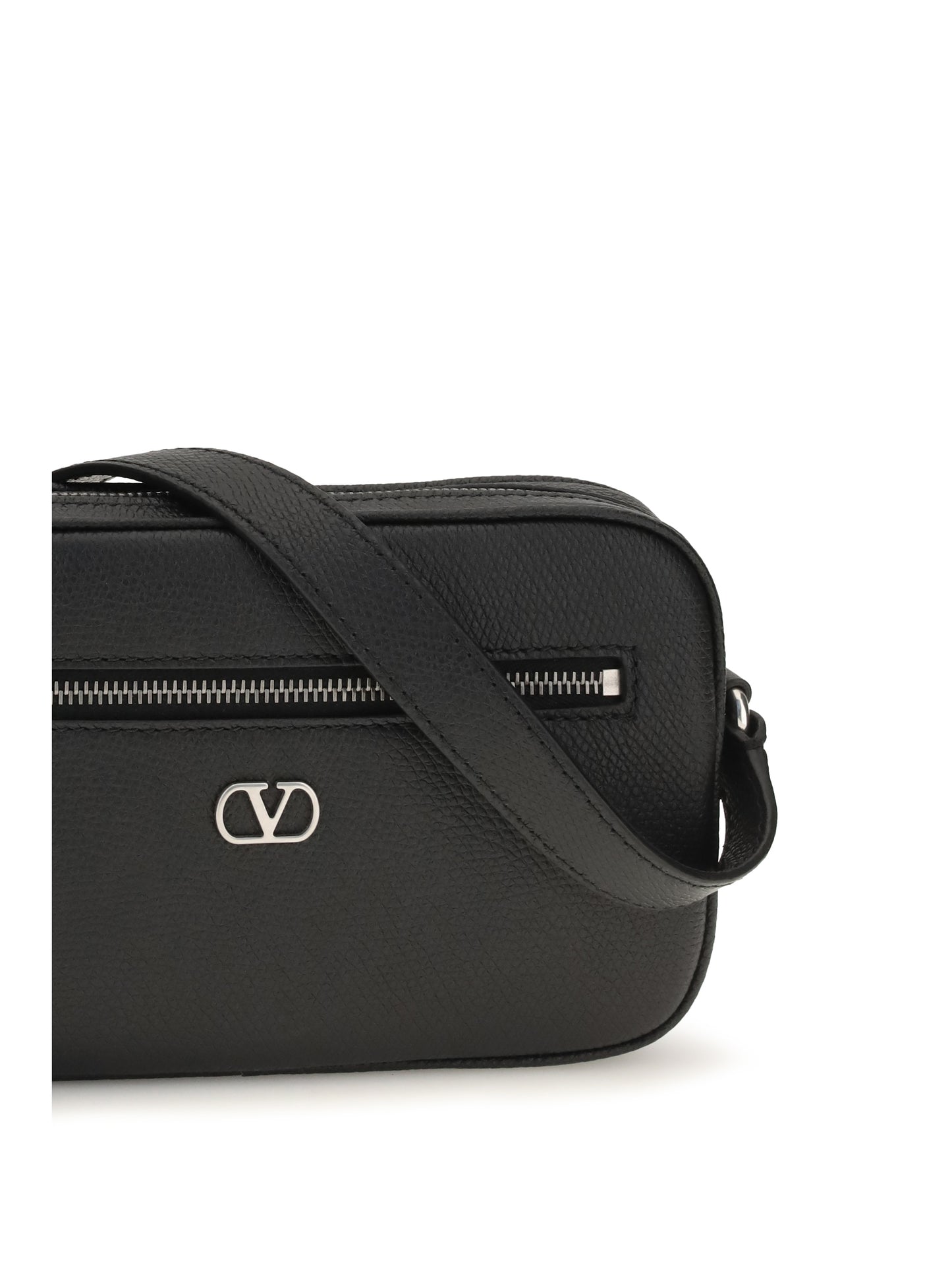Valentino Garavani Men Grained Leather Crossbody Bag With Zip VALENTINO GARAVANI