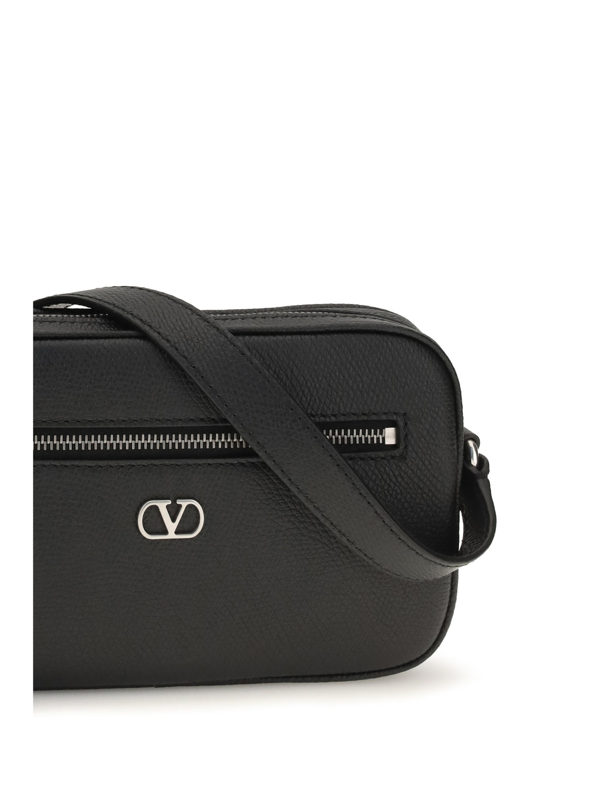 Valentino Garavani Men Grained Leather Crossbody Bag With Zip VALENTINO GARAVANI