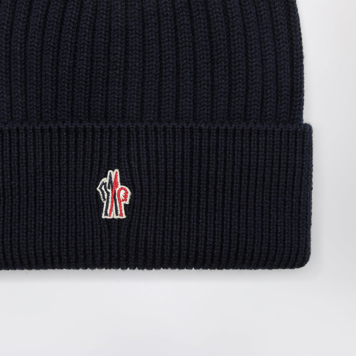 Moncler Grenoble Navy Blue Ribbed Wool Beanie Men MONCLER GRENOBLE