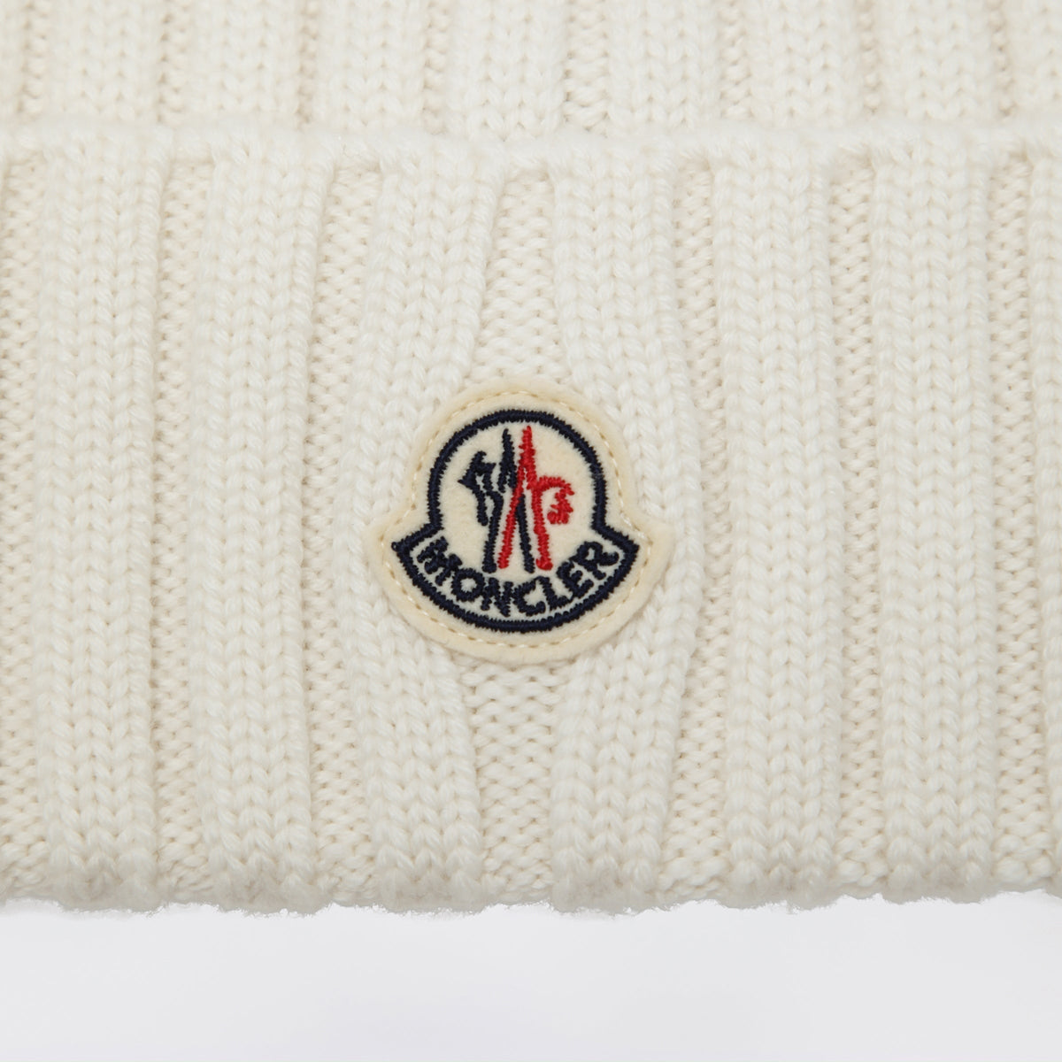 Moncler White Cable-Knit Wool Beanie With Logo Women MONCLER