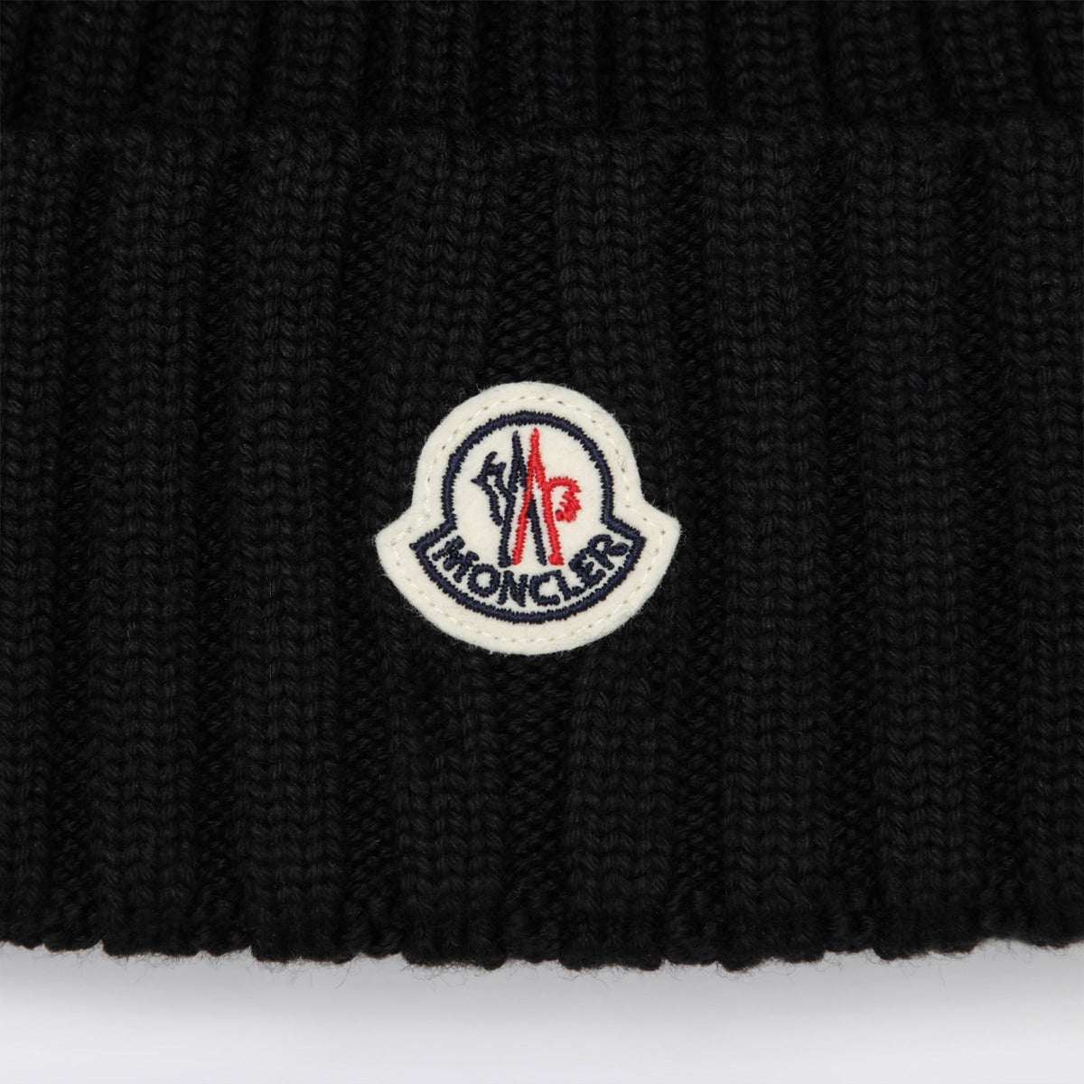 Moncler Black Wool Beanie With Pom-Pom Women MONCLER