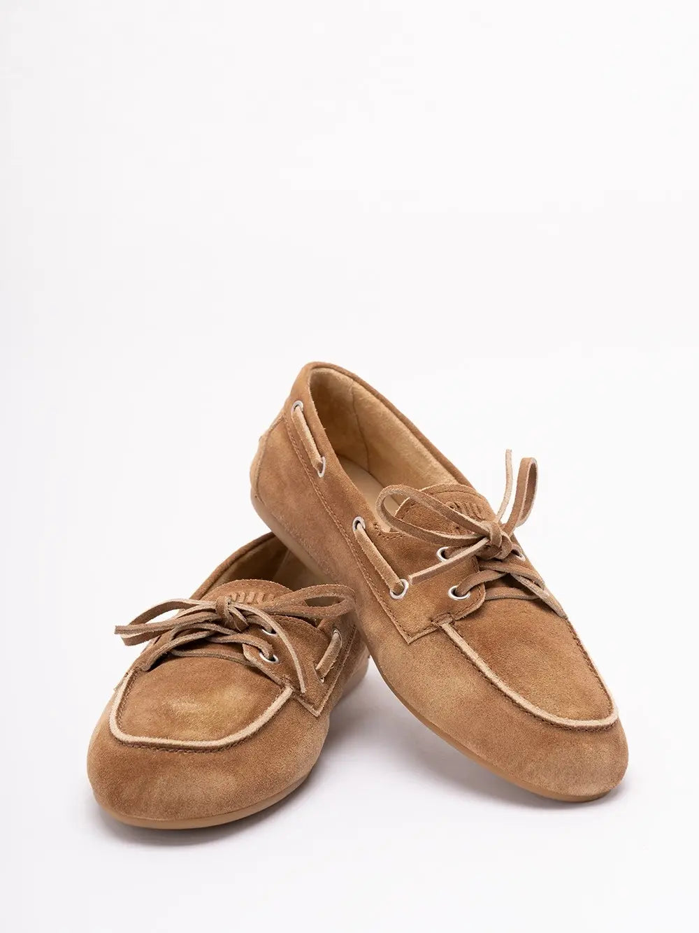 Miu Miu Women Unlined Bleached Suede Boat Shoes MIU MIU
