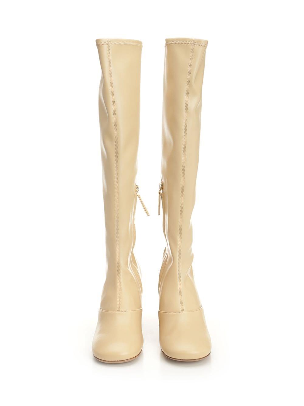 Chloe Women Cream Synthetic Leather Janis Boots CHLOE
