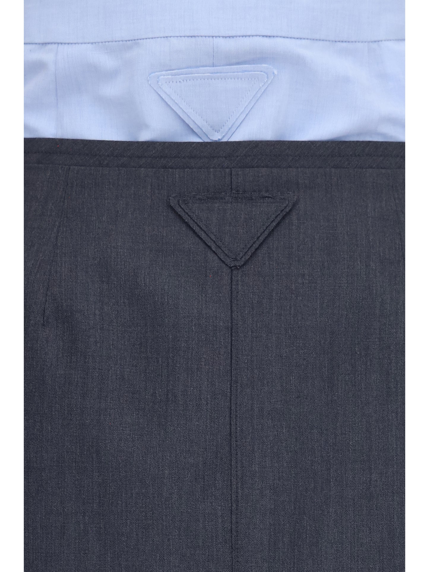 Prada Women Double-Layer Midi Skirt In Cotton And Linen PRADA