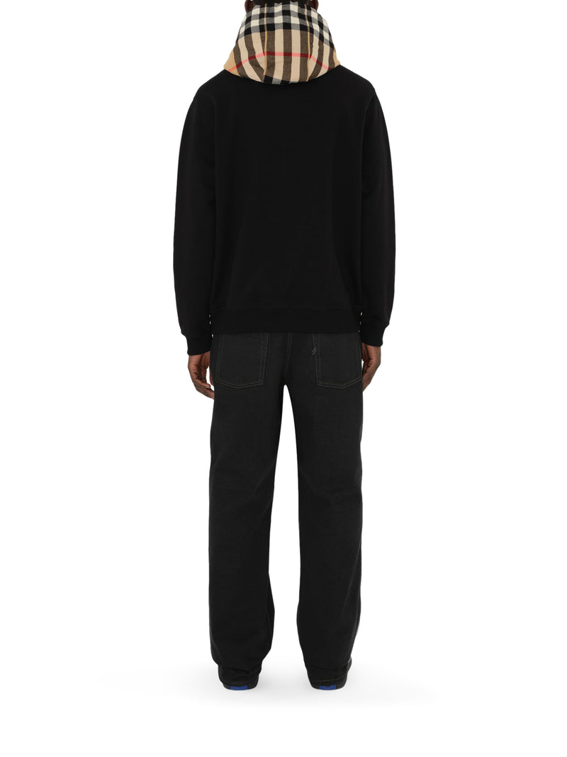 Burberry Men Check Hooded Cotton Sweatshirt BURBERRY