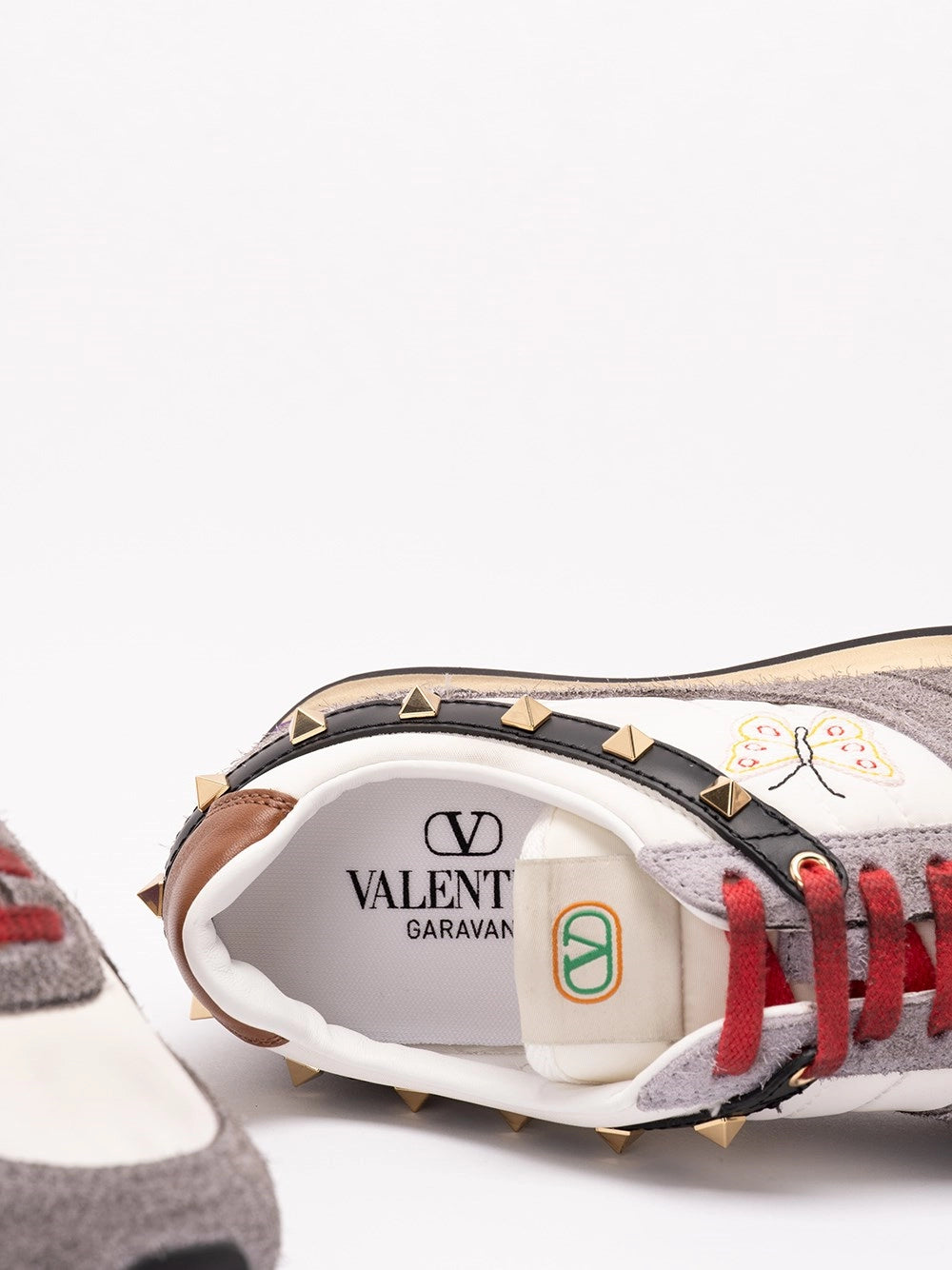 Valentino Garavani Women Stud Up Trainer With Butterfly Embroidery VALENTINO GARAVANI