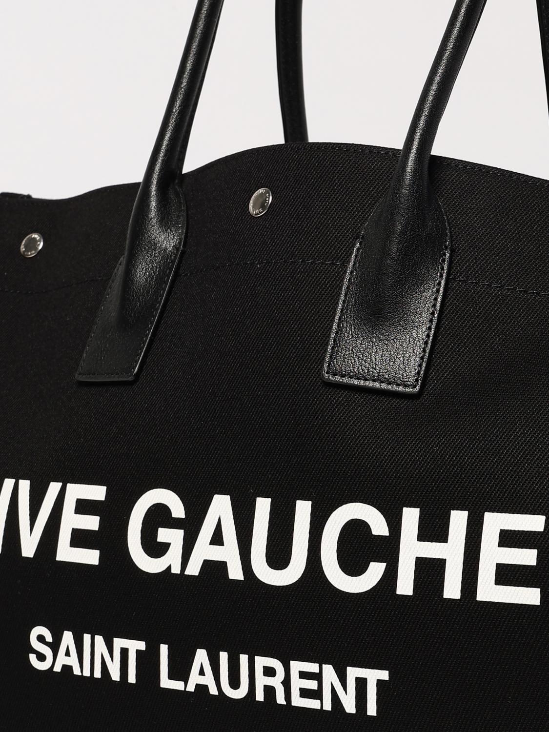 Saint Laurent Men Rive Gauche Saint Laurent Tote Bag In Linen And Cotton With Leather Handles SAINT LAURENT